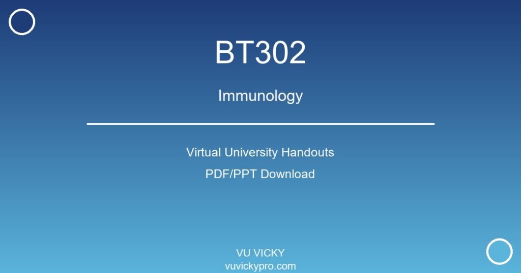 BT302 – Immunology Virtual University Handouts