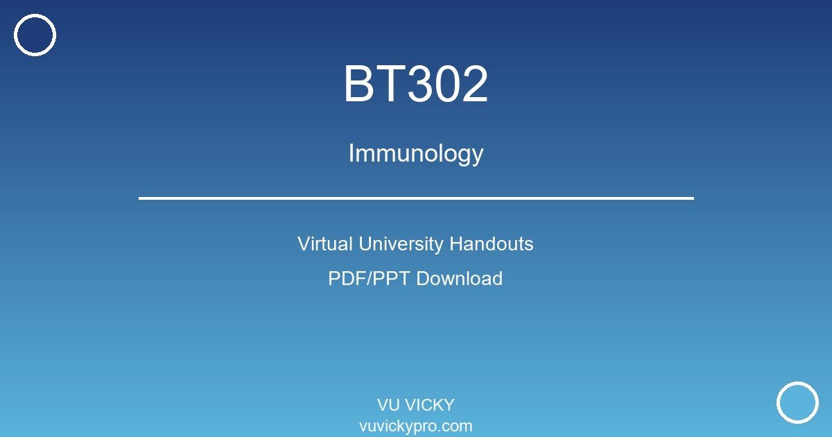 BT302 – Immunology Virtual University Handouts