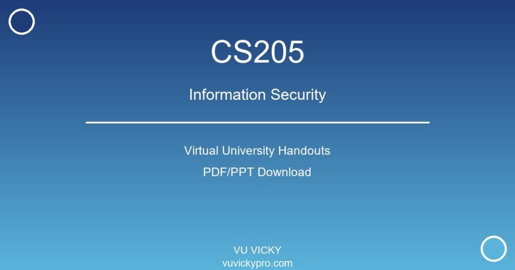 CS205 – Information Security Virtual University Handouts