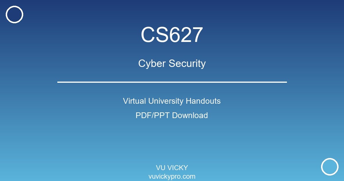 CS627 – Cyber Security Virtual University Handouts