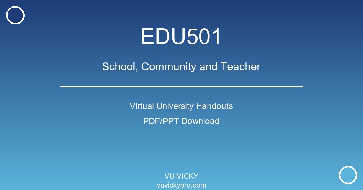 EDU501 – School, Community and Teacher Virtual University Handouts