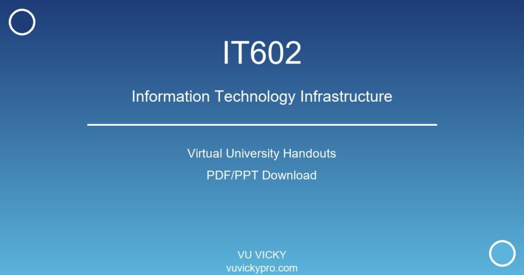 IT602 – Information Technology Infrastructure Virtual University Handouts