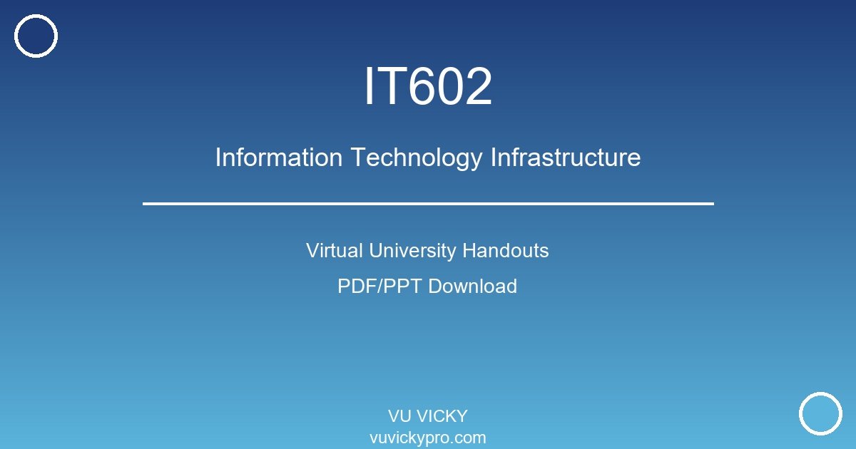 IT602 – Information Technology Infrastructure Virtual University Handouts