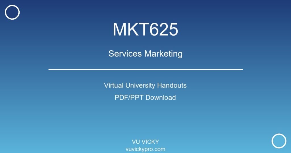 MKT625 – Services Marketing Virtual University Handouts