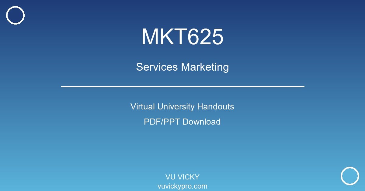 MKT625 – Services Marketing Virtual University Handouts