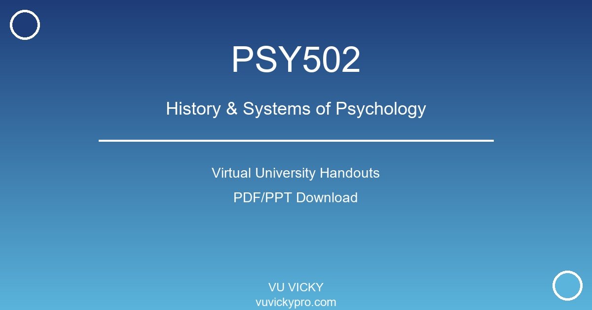 PSY502 – History & Systems of Psychology Virtual University Handouts