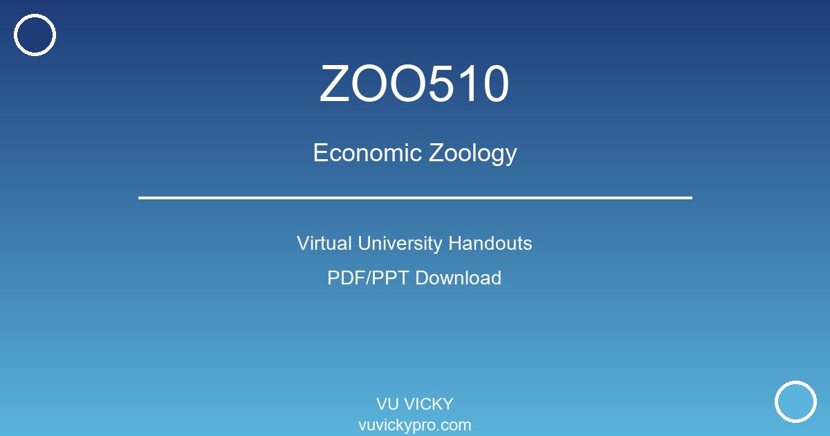ZOO510 – Economic Zoology Virtual University Handouts